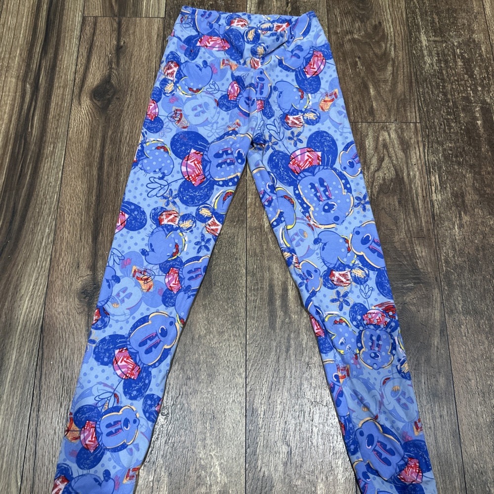 LuLaRoe Blue Red White Mickey Mouse Leggings Women's One Size‎ Pre-owned
